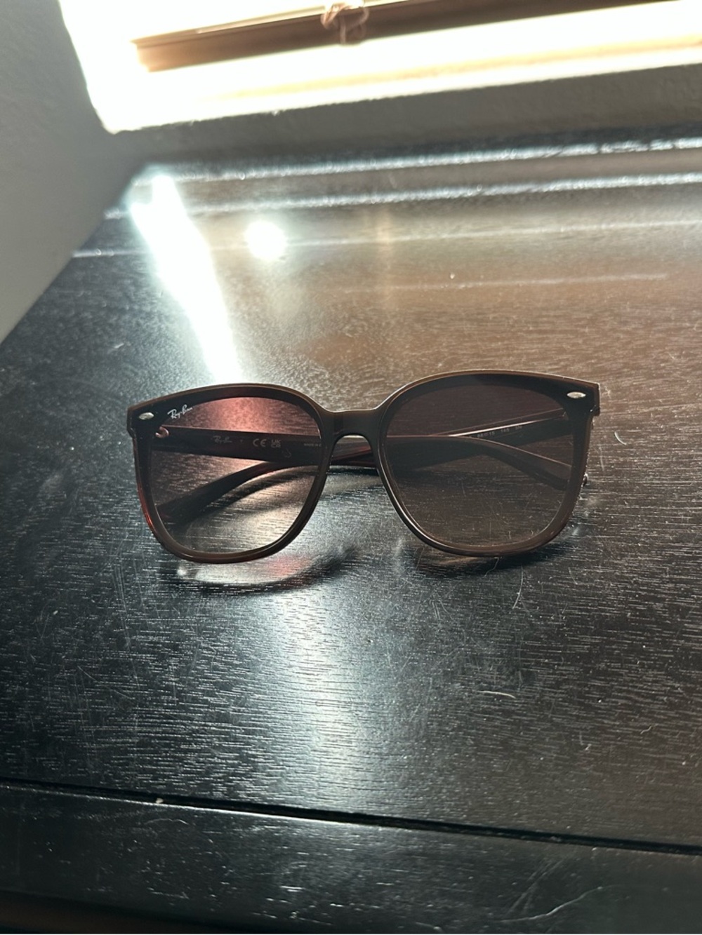 Ray-Ban Women's Brown Gradient Sunglasses with Dark Brown Frame